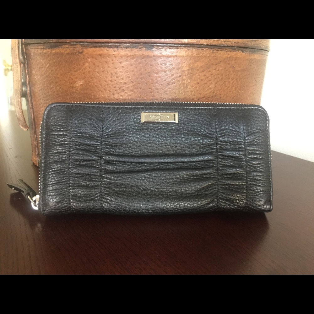 COLE HAAN WOMENS BLACK LEATHER WALLET